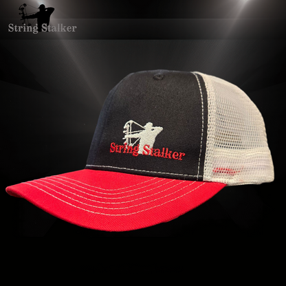 Bow Hunter Snapback Hat - Tri-Color Black/White/Red