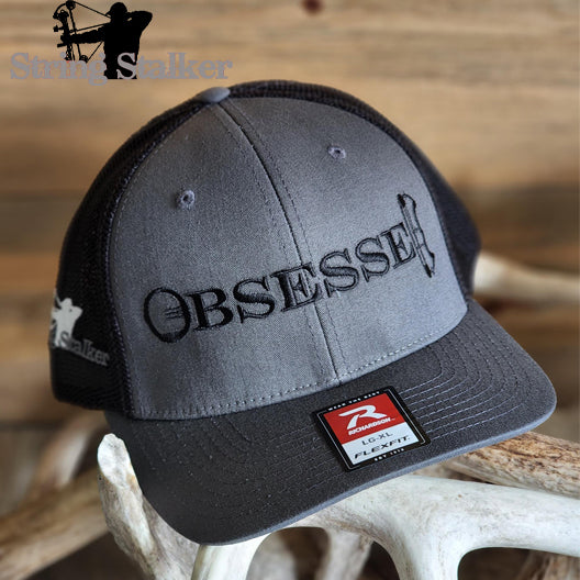 Bow Hunter Obsessed Fitted Hat Charcoal Black String Stalker